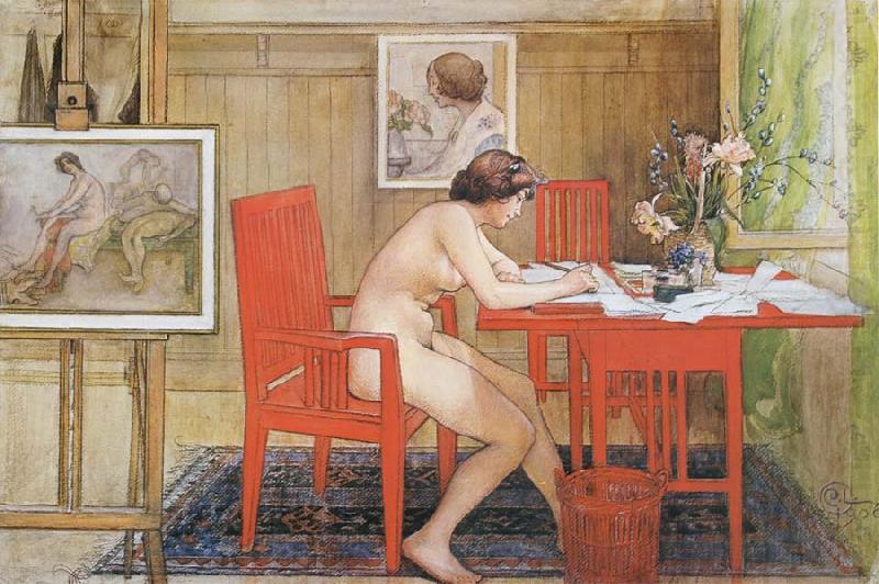 Model,Writing picture-Postals, Carl Larsson